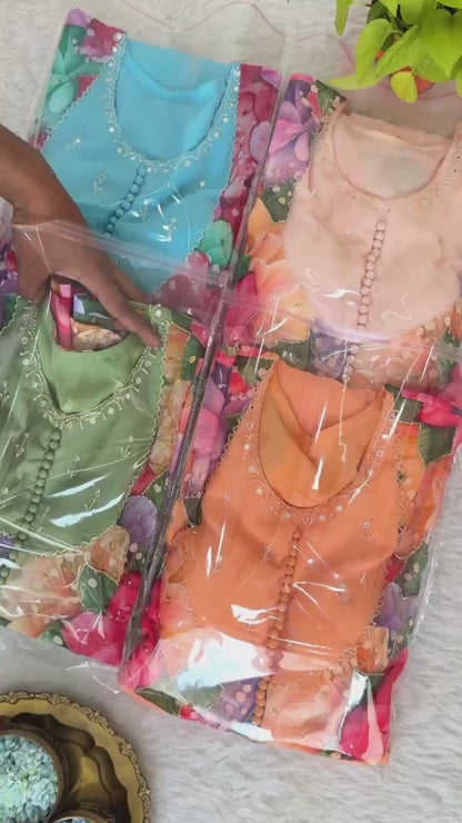 Faux Georgette Pista Festival Wear Hand Work Readymade Anarkali Suit 385329