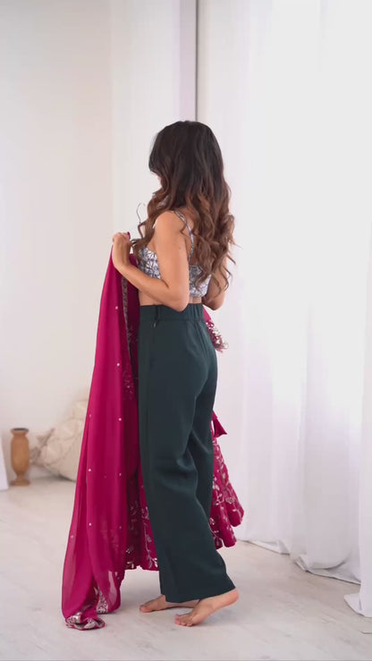 Faux Georgette Red Festival Wear Zari Work Readymade Salwar Suit 383150