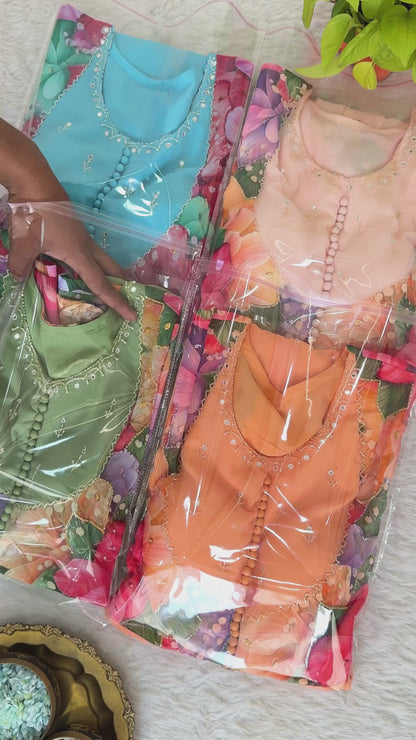 Faux Georgette Orange Festival Wear Digital Print Work Readymade Anarkali Suit 384894