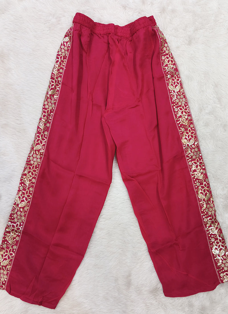 Readymade Crimson Red Embroidered Shirt Style Co-Ord Set 270838