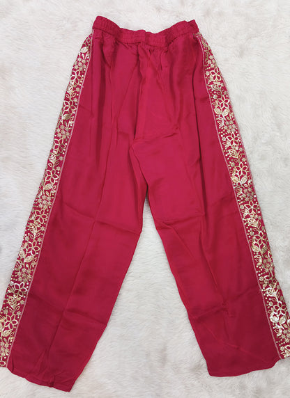 Readymade Crimson Red Embroidered Shirt Style Co-Ord Set 270838