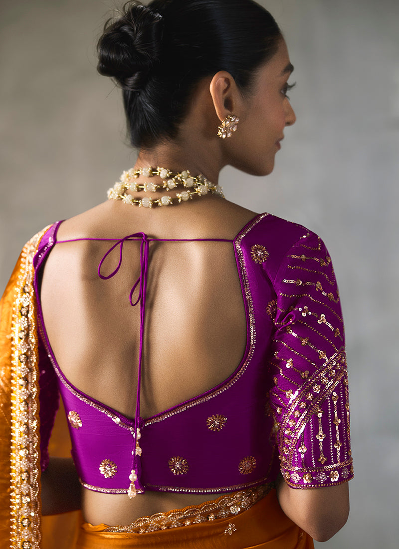 Orange Silk Embroidery Work Festive Wear Saree SW405346